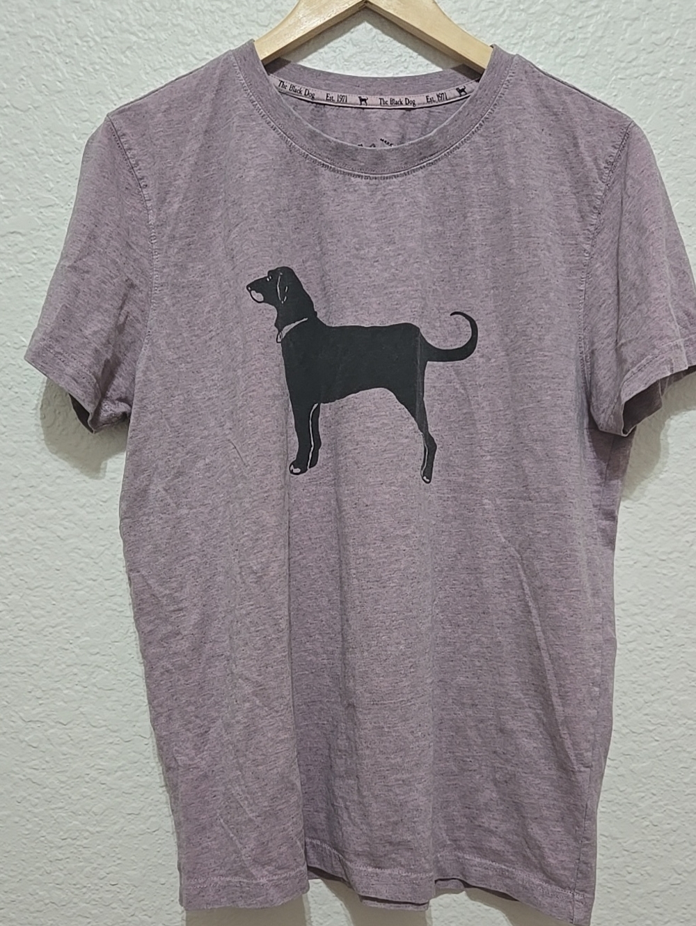 The Black Dog Lavender Crewneck Tee with Black Dog Graphic